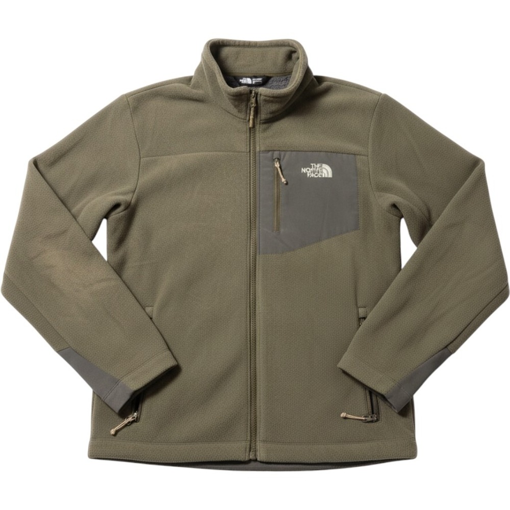The North Face Mens Olive Green Sherpa Lined Full Zip Fleece Jacket Medium